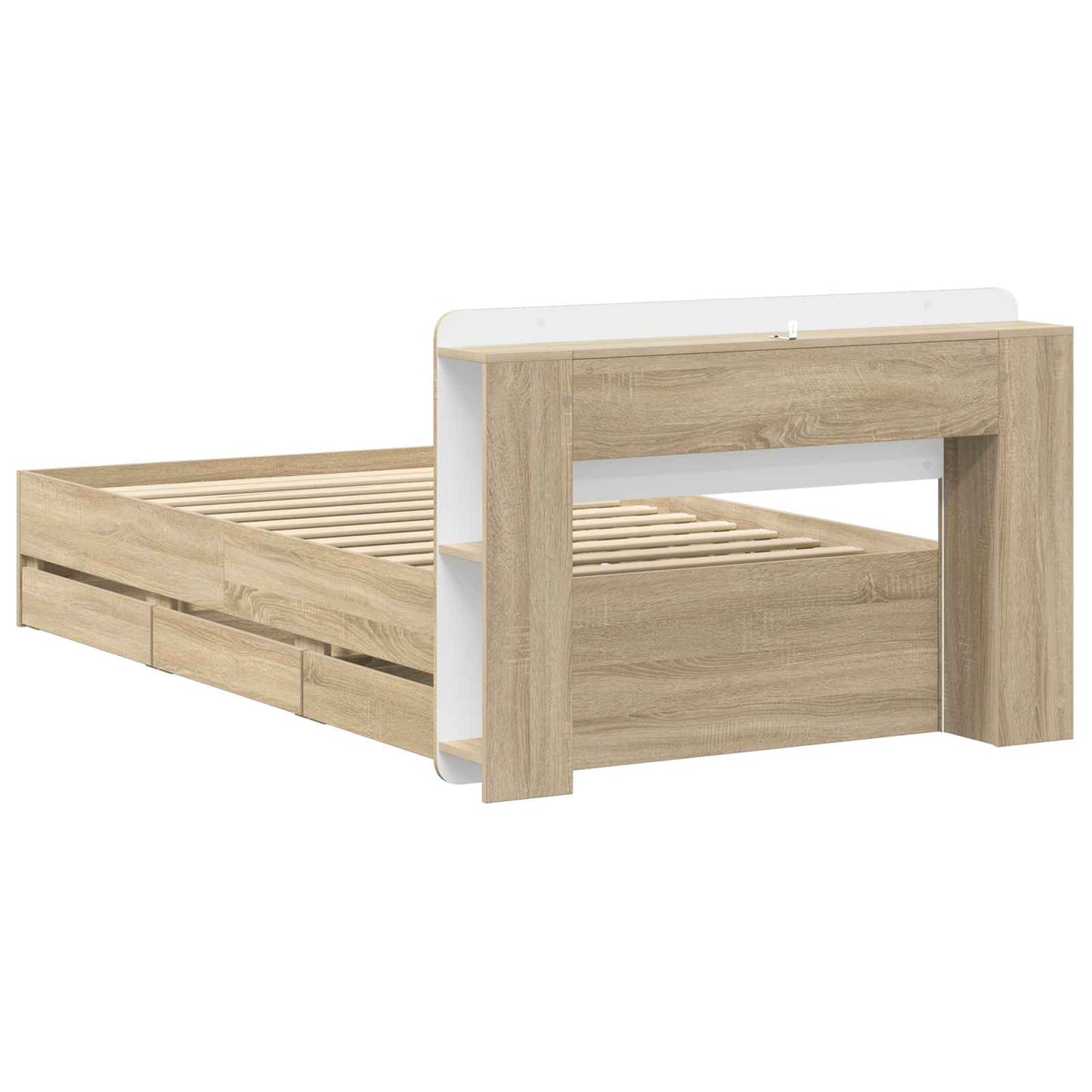 Bed Frame with Storage Sonoma Oak 80 x 200 cm Engineered Wood