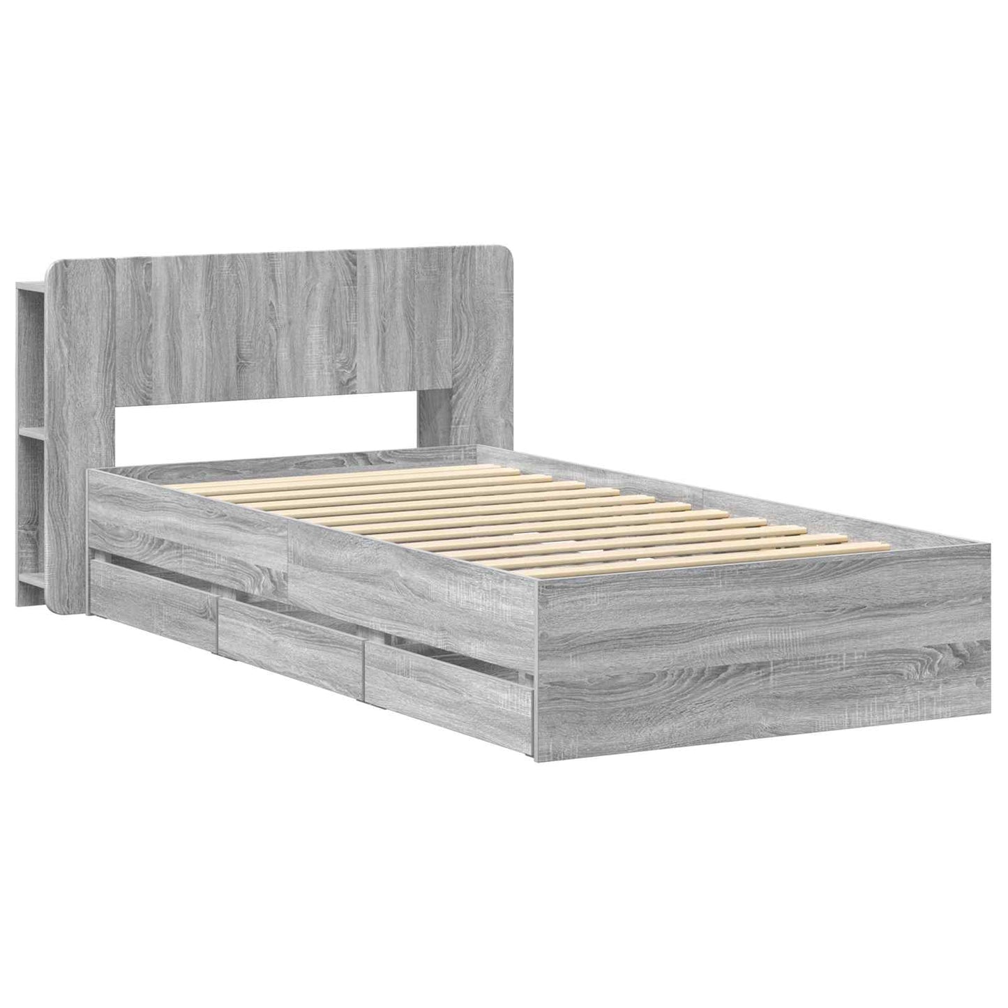 Bed Frame with Storage Grey Sonoma 90 x 190 cm Engineered Wood