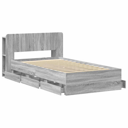 Bed Frame with Storage Grey Sonoma 90 x 190 cm Engineered Wood