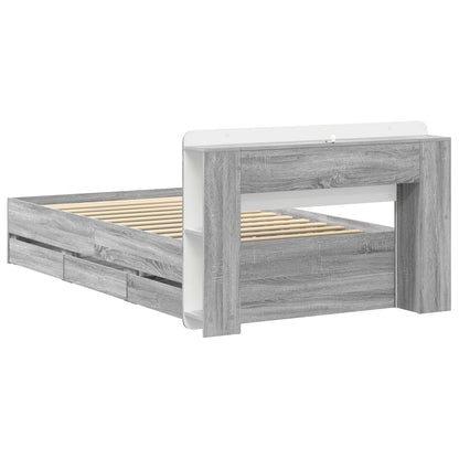 Bed Frame with Storage Grey Sonoma 90 x 190 cm Engineered Wood