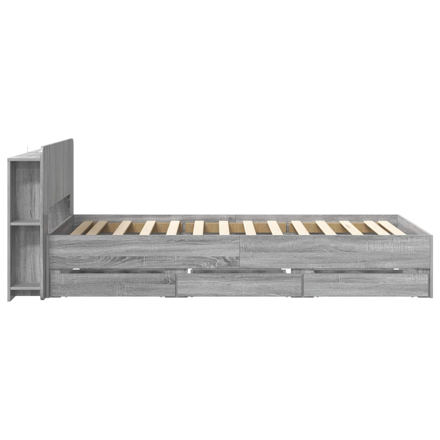 Bed Frame with Storage Grey Sonoma 90 x 190 cm Engineered Wood
