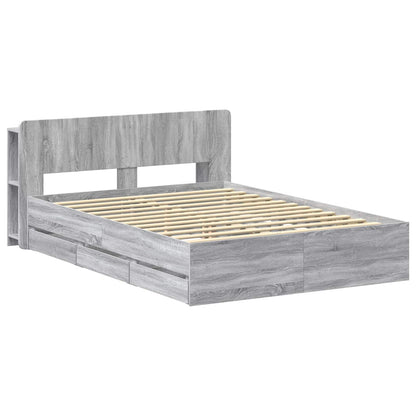 Bed Frame with Storage Grey Sonoma 140 x 200 cm Engineered Wood
