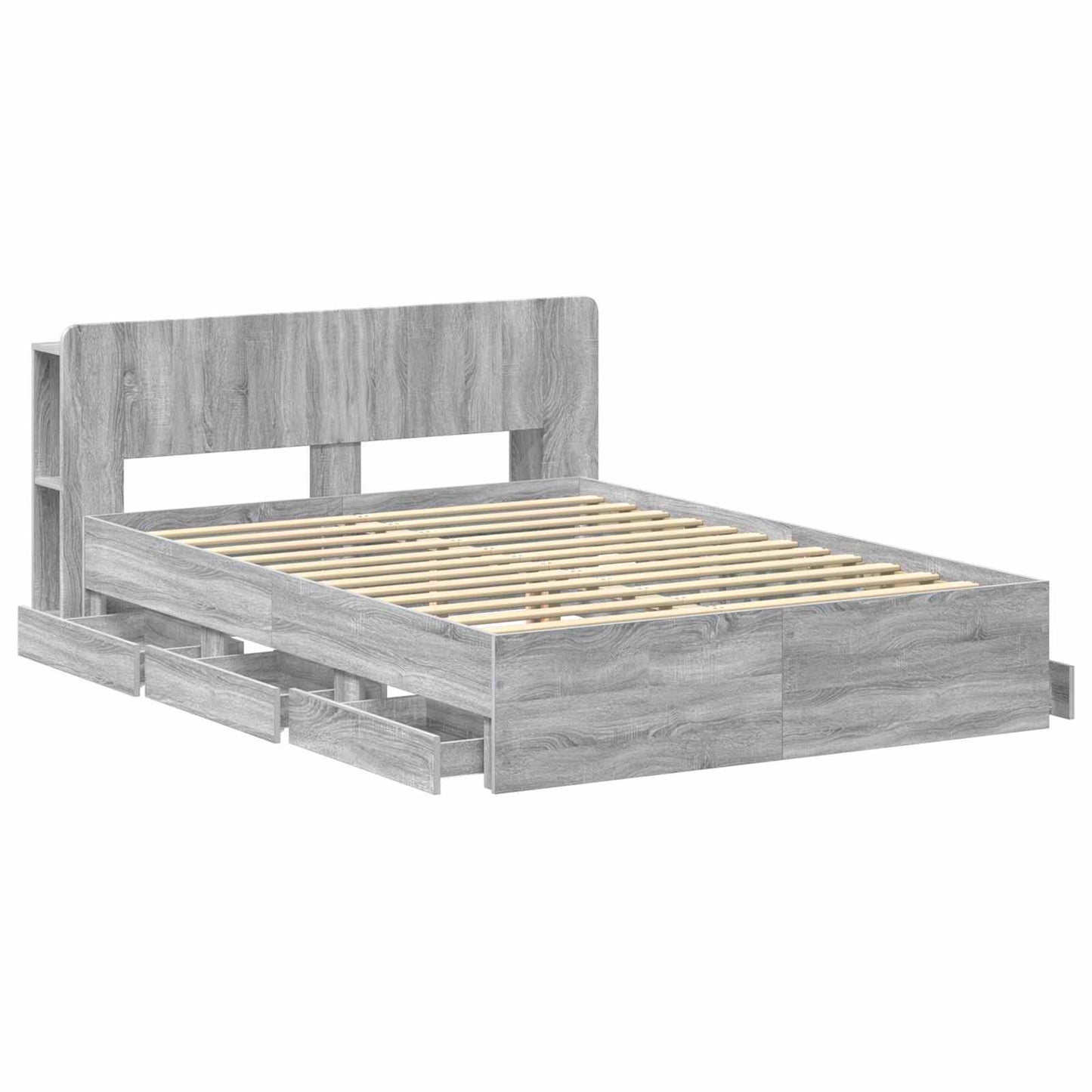 Bed Frame with Storage Grey Sonoma 140 x 200 cm Engineered Wood