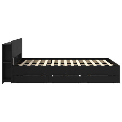 Bed Frame with Storage Black 150 x 200 cm Engineered Wood