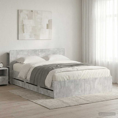 Bed Frame with Storage and Headboard Concrete Grey 150 x 200 cm