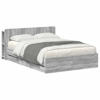 Bed Frame with Storage Grey Sonoma 150 x 200 cm Engineered Wood