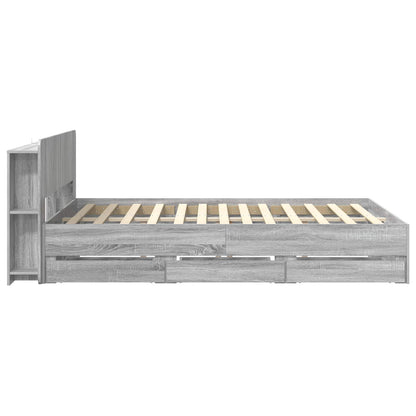 Bed Frame with Storage Grey Sonoma 150 x 200 cm Engineered Wood
