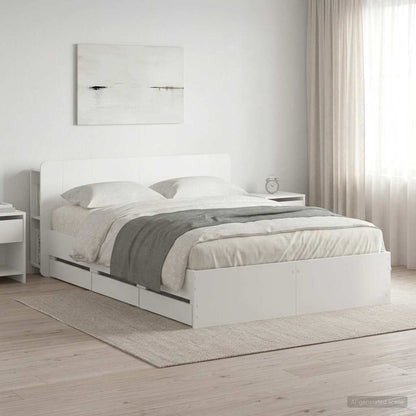 Bed Frame with Storage White 150 x 200 cm Engineered Wood