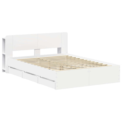 Bed Frame with Storage White 150 x 200 cm Engineered Wood