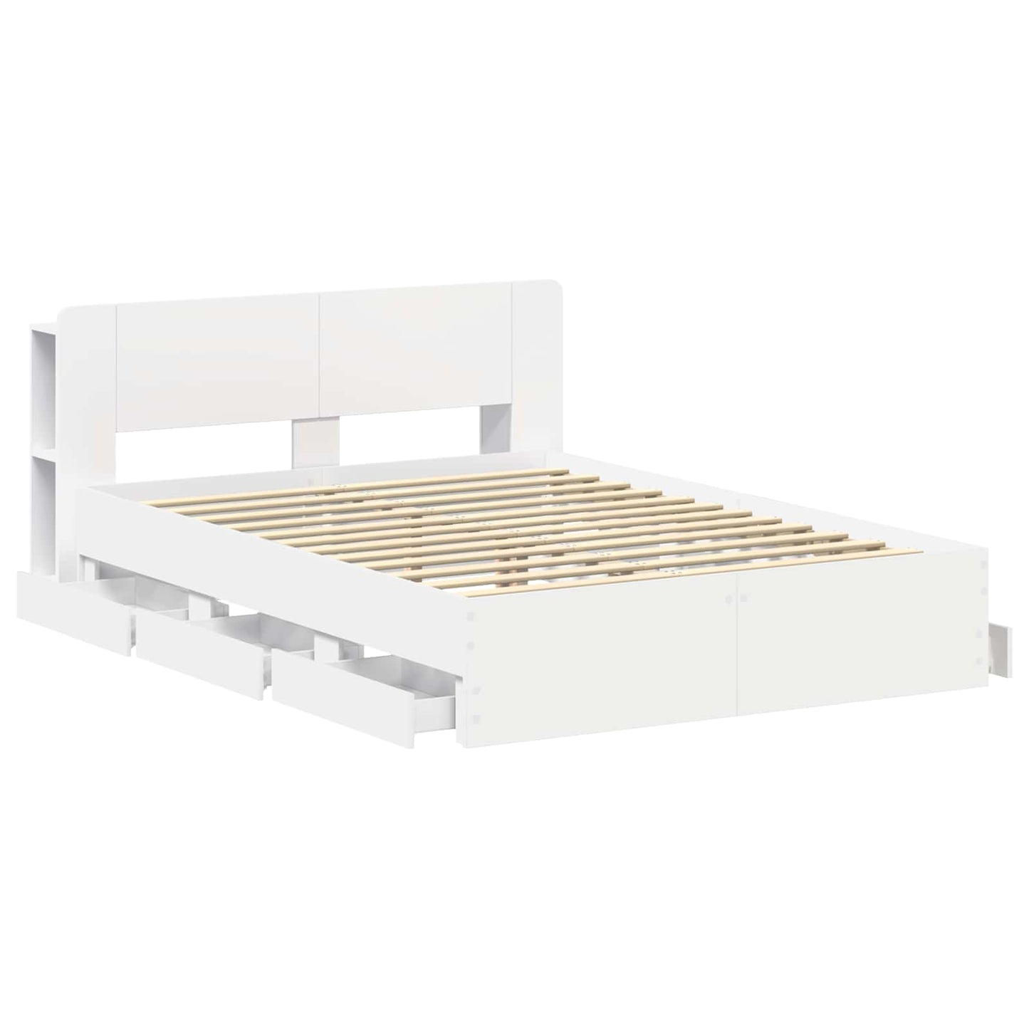 Bed Frame with Storage White 150 x 200 cm Engineered Wood