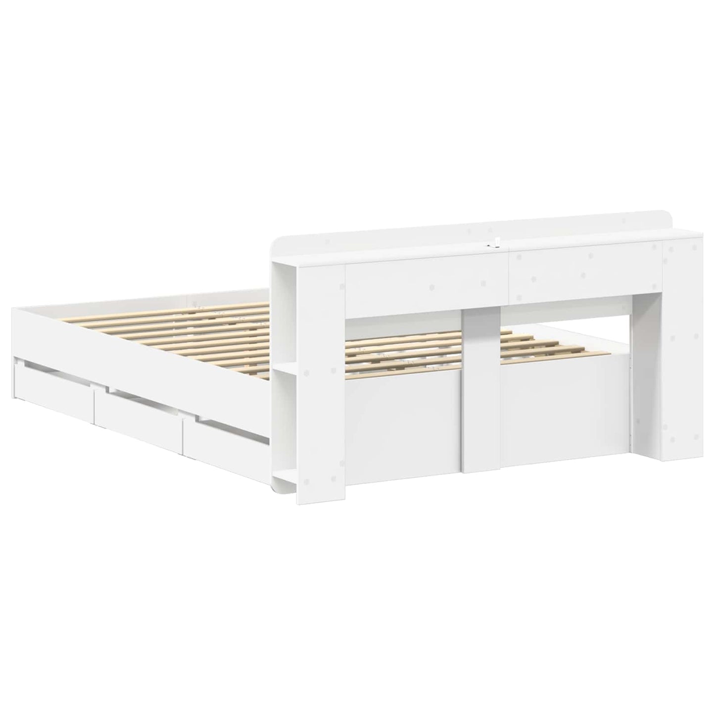 Bed Frame with Storage White 150 x 200 cm Engineered Wood