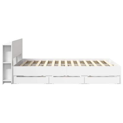 Bed Frame with Storage White 150 x 200 cm Engineered Wood
