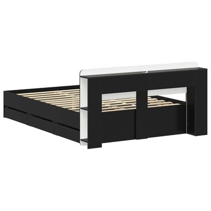 Bed Frame with Storage Black 160 x 200 cm Engineered Wood