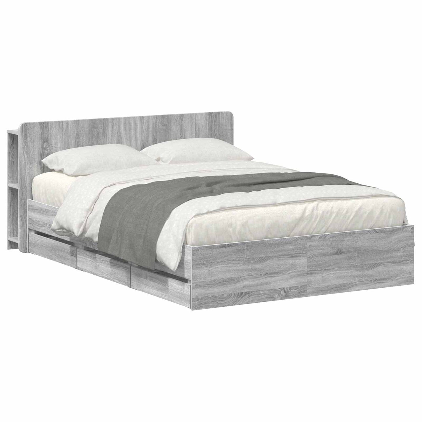 Bed Frame with Storage Grey Sonoma 160 x 200 cm Engineered Wood