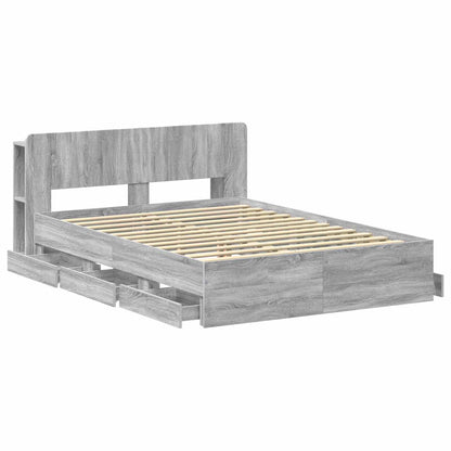 Bed Frame with Storage Grey Sonoma 160 x 200 cm Engineered Wood