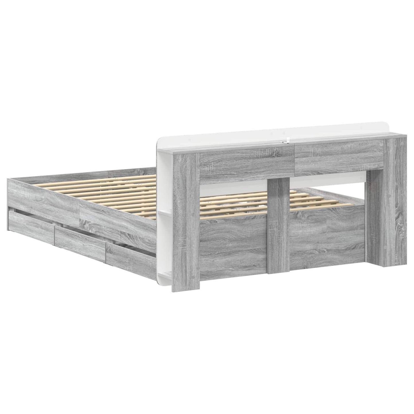 Bed Frame with Storage Grey Sonoma 160 x 200 cm Engineered Wood