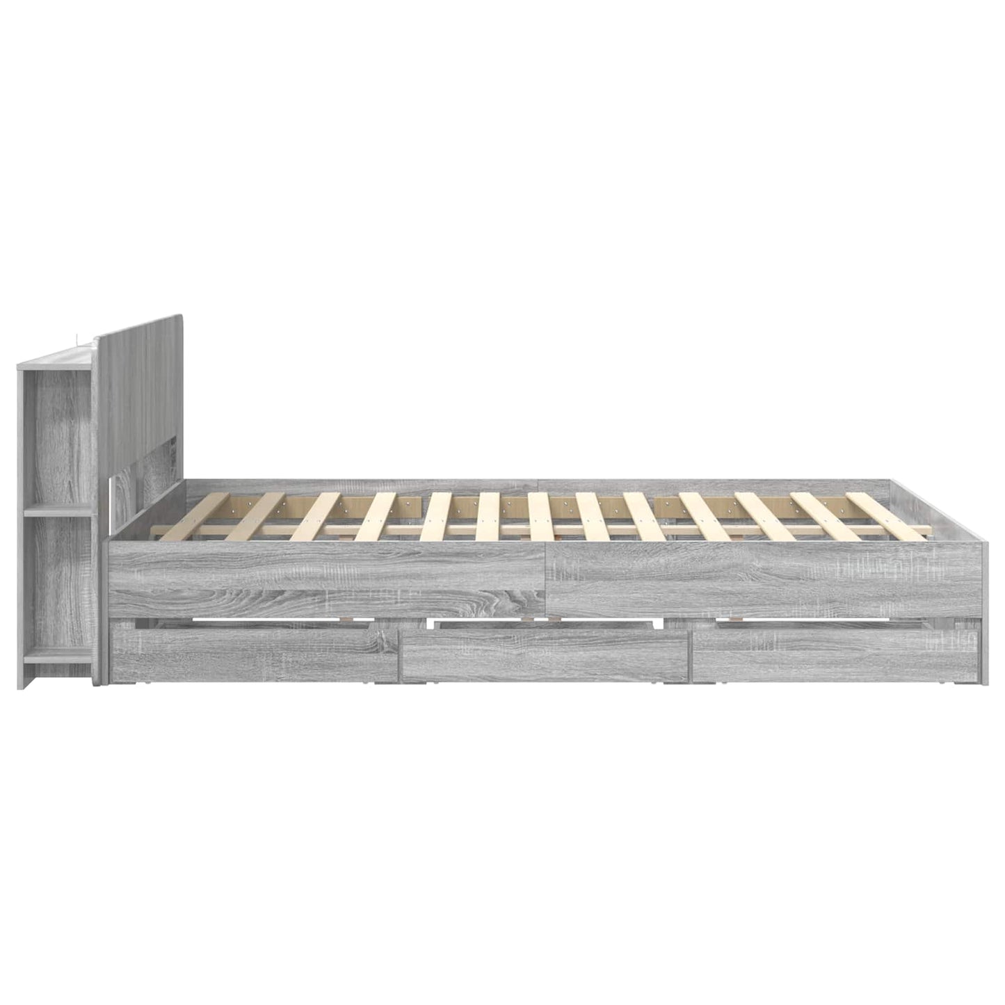 Bed Frame with Storage Grey Sonoma 160 x 200 cm Engineered Wood