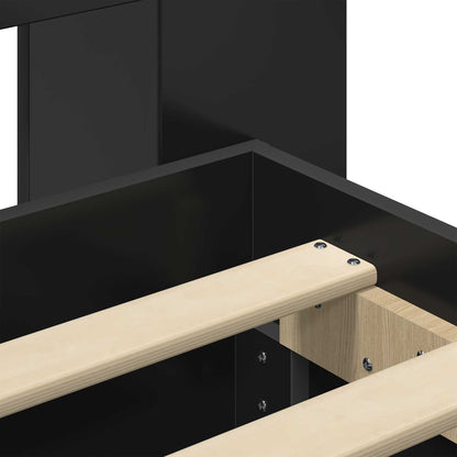 Bed Frame with Storage and Headboard Black 180 x 200 cm
