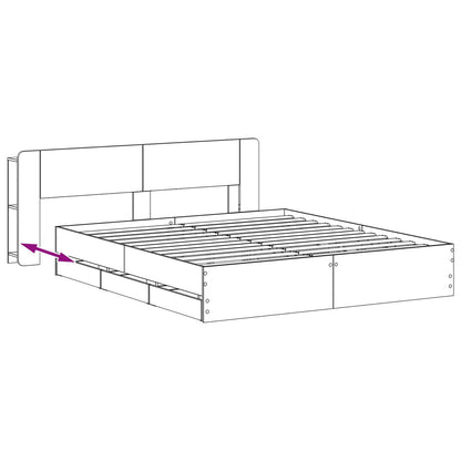Bed Frame with Storage and Headboard Grey Sonoma 180 x 200 cm