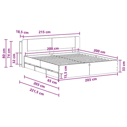 Bed Frame with Storage Grey Sonoma 200 x 200 cm Engineered Wood