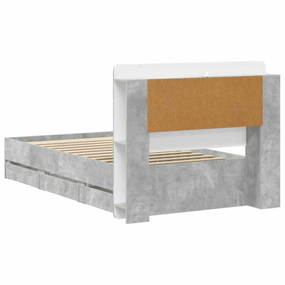 Bed Frame with Storage with Headboard Concrete Grey 75 x 190 cm