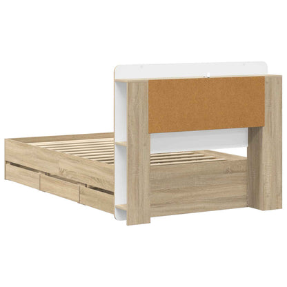 Bed Frame with Storage Sonoma Oak 75 x 190 cm Engineered Wood