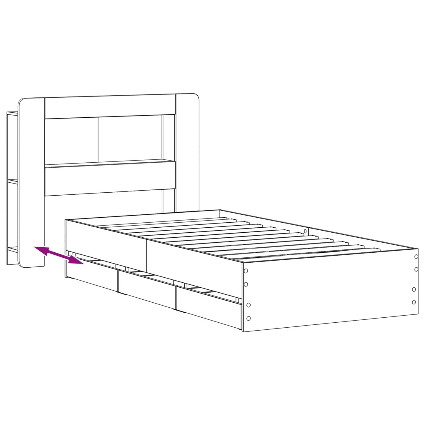 Bed Frame with Storage and Headboard Sonoma Oak 75 x 190 cm