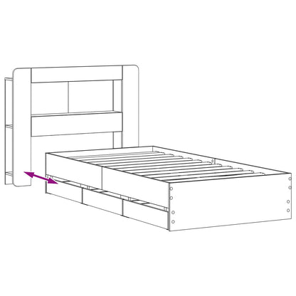 Bed Frame with Storage and Headboard Sonoma Oak 75 x 190 cm