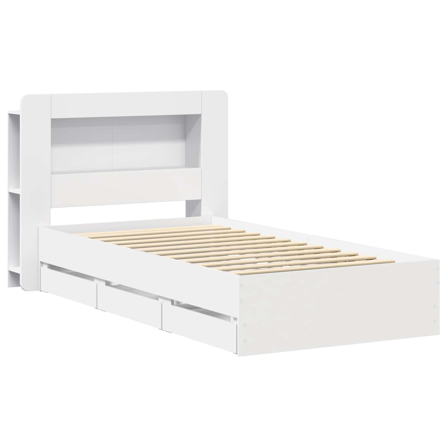 Bed Frame with Storage White 75 x 190 cm Engineered Wood