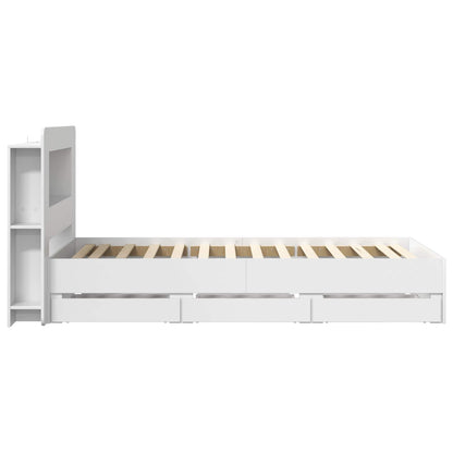 Bed Frame with Storage White 75 x 190 cm Engineered Wood