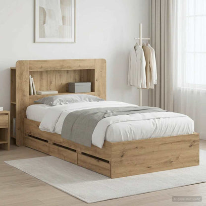 Bed Frame with Storage and Headboard Artisan Oak 80 x 200 cm