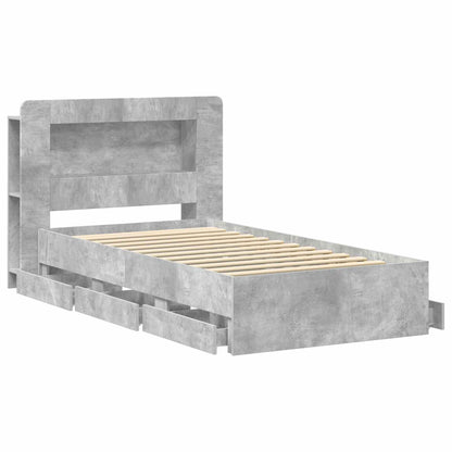 Bed Frame with Storage with Headboard Concrete Grey 80 x 200 cm