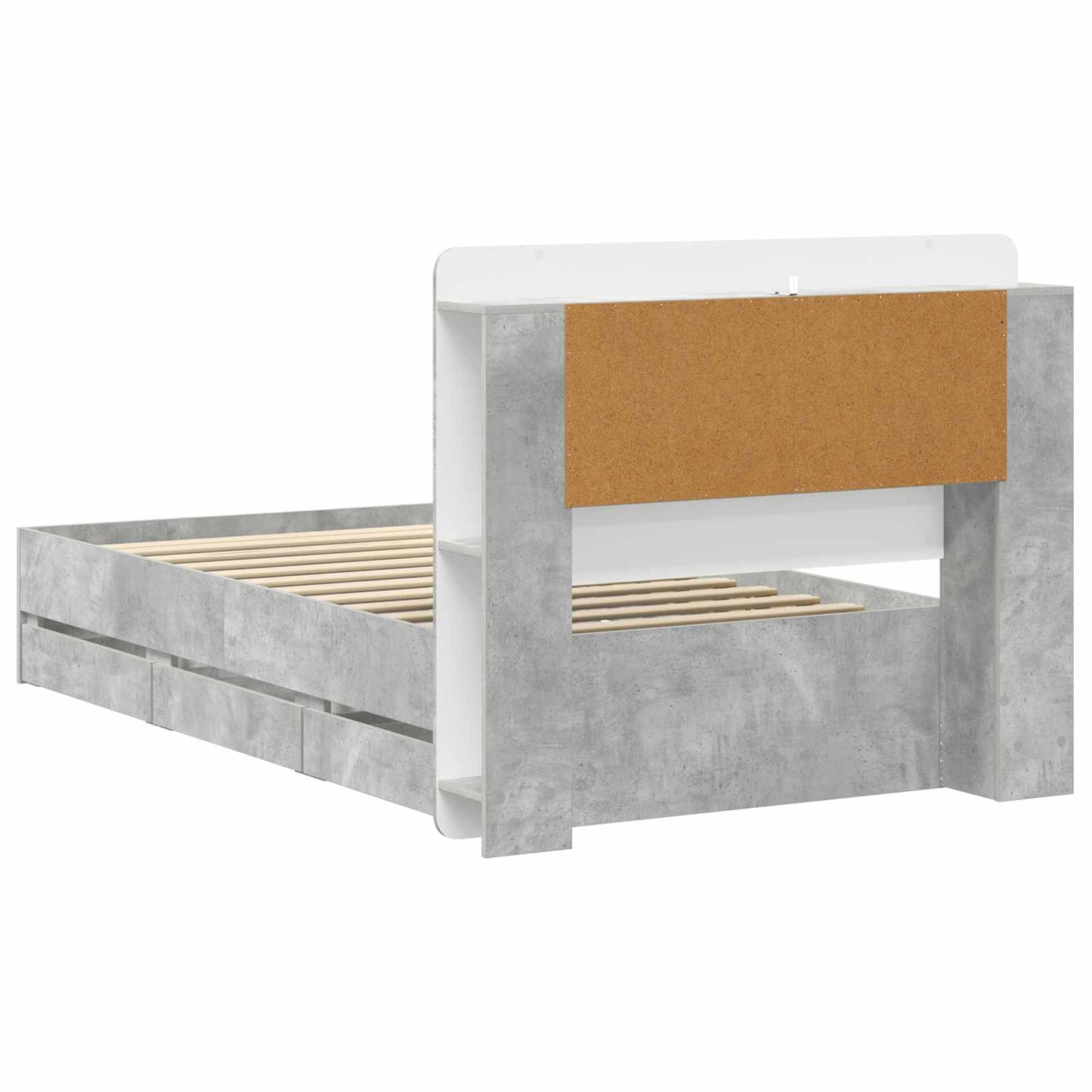 Bed Frame with Storage with Headboard Concrete Grey 80 x 200 cm