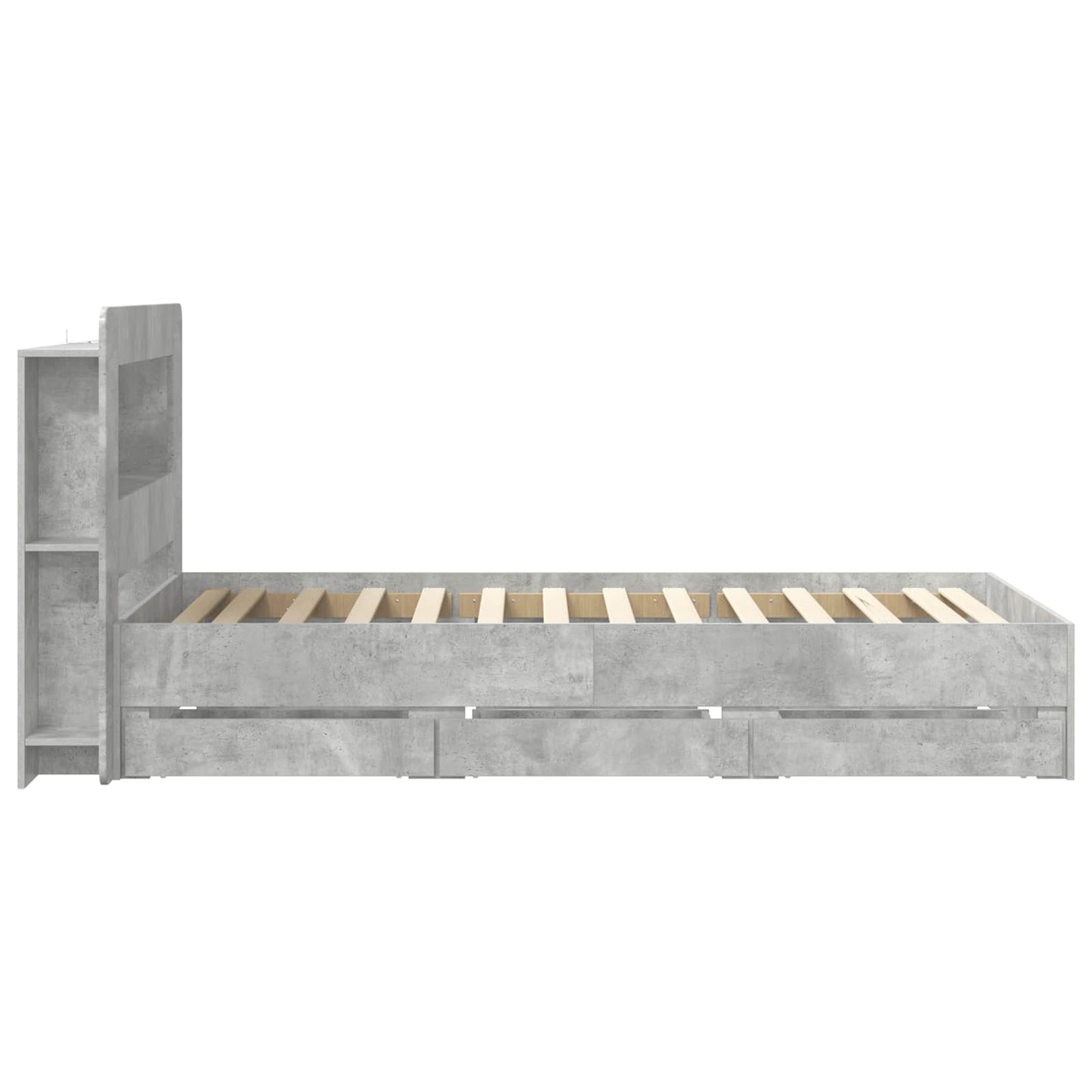 Bed Frame with Storage with Headboard Concrete Grey 80 x 200 cm