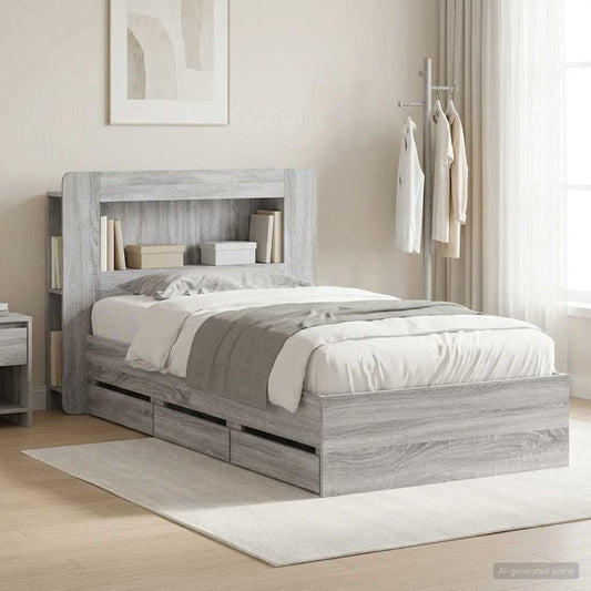 Bed Frame with Storage and Headboard Grey Sonoma 80 x 200 cm