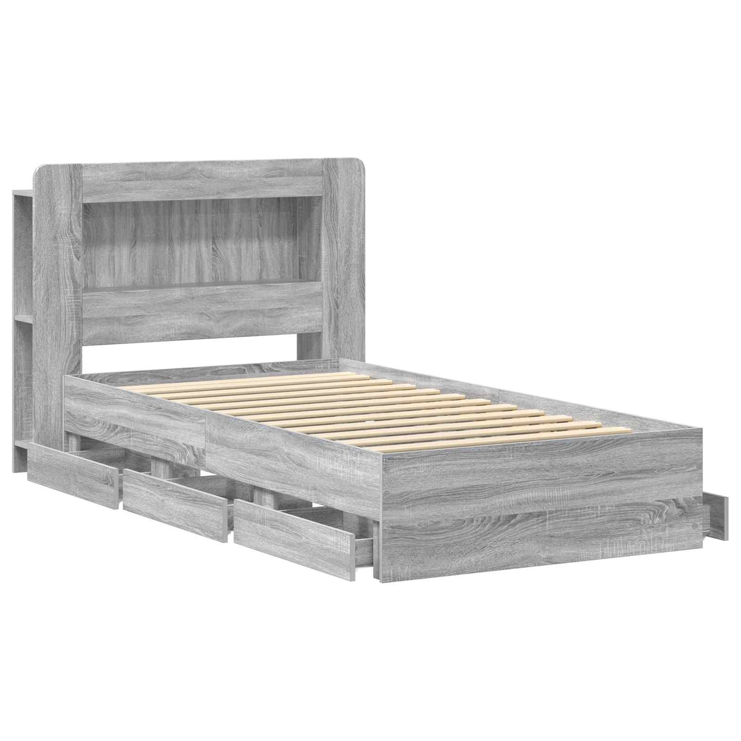 Bed Frame with Storage Grey Sonoma 80 x 200 cm Engineered Wood
