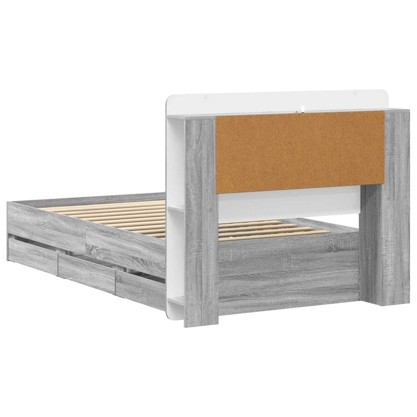 Bed Frame with Storage Grey Sonoma 80 x 200 cm Engineered Wood