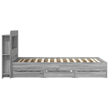 Bed Frame with Storage Grey Sonoma 80 x 200 cm Engineered Wood