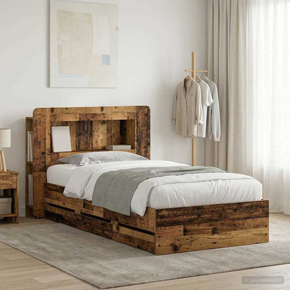 Bed Frame with Storage and Headboard Old Wood 80 x 200 cm