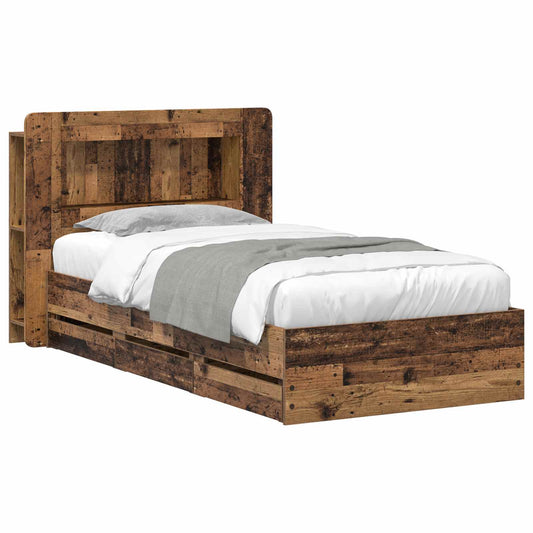 Bed Frame with Storage and Headboard Old Wood 80 x 200 cm