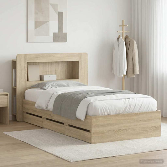 Bed Frame with Storage and Headboard Sonoma Oak 80 x 200 cm