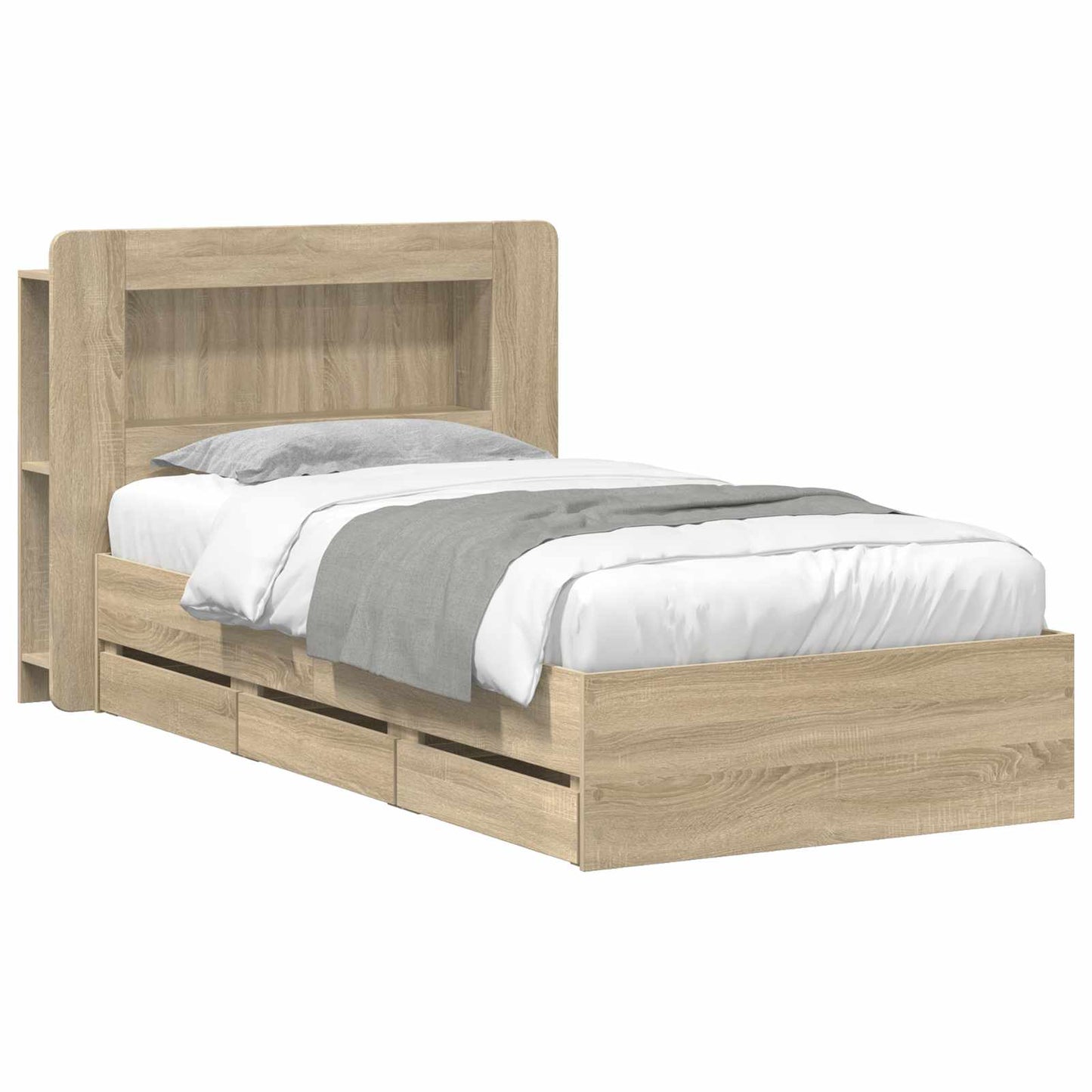 Bed Frame with Storage Sonoma Oak 80 x 200 cm Engineered Wood