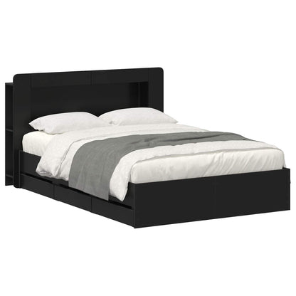 Bed Frame with Storage Black 150 x 200 cm Engineered Wood