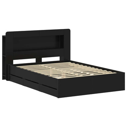 Bed Frame with Storage Black 150 x 200 cm Engineered Wood