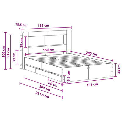 Bed Frame with Storage Black 150 x 200 cm Engineered Wood