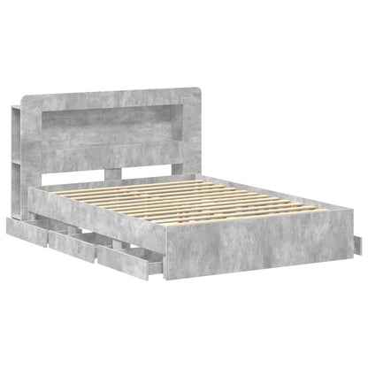 Bed Frame with Storage Concrete Grey 150 x 200 cm