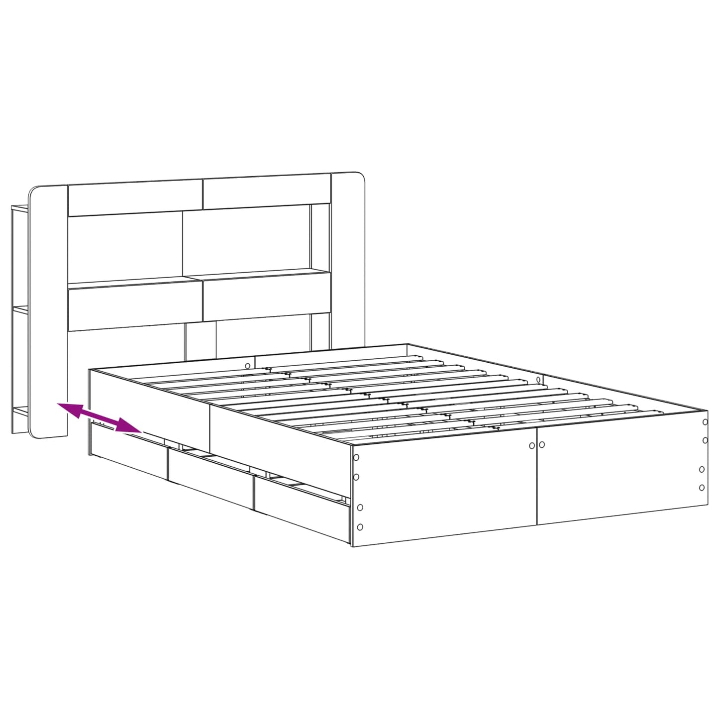 Bed Frame with Storage and Headboard Concrete Grey 150 x 200 cm
