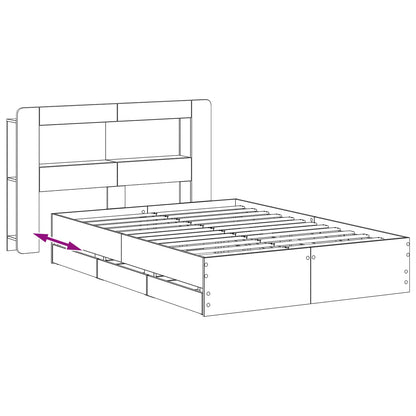 Bed Frame with Storage and Headboard Concrete Grey 150 x 200 cm