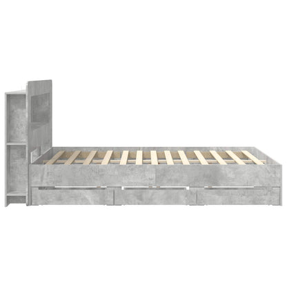 Bed Frame with Storage Concrete Grey 150 x 200 cm