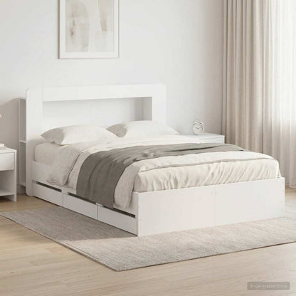 Bed Frame with Storage and Headboard White 150 x 200 cm